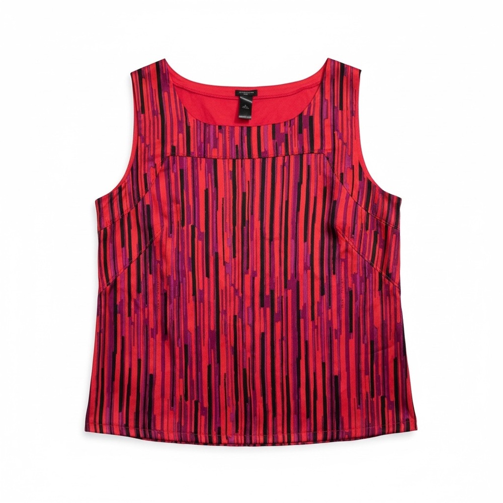 Ann Taylor Red and Black Striped Tank Top